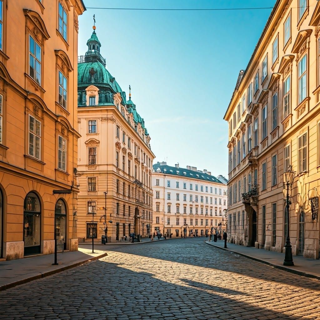Vienna Morning: Baroque Architecture in Klimt-Chagall Style