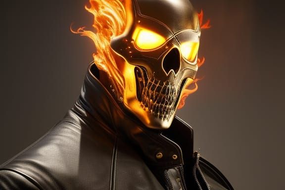 Ghost Rider on Motorcycle: Hyperdetailed Concept Art