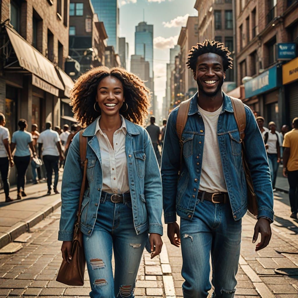 Vibrant African City Streets Come Alive with Happy Employees