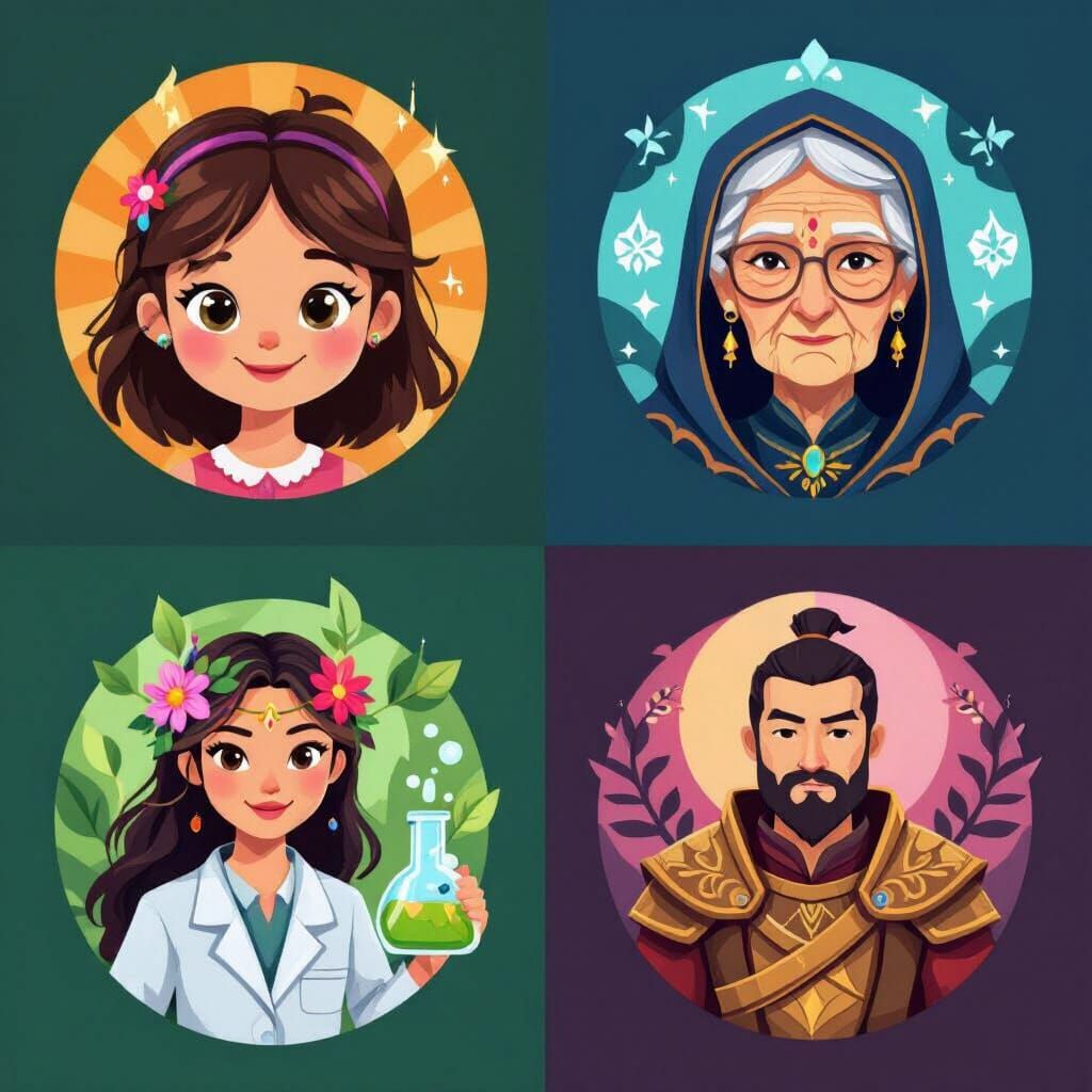 Diverse Archetype Icons in Modern Vector Style