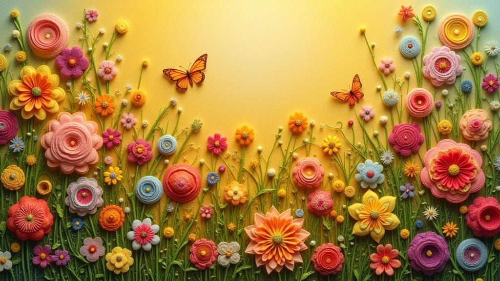 Kaleidoscopic Felt Meadow in Hyperrealistic Style