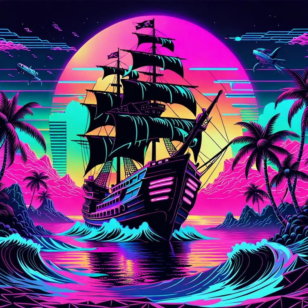 Neon Pirate Ship