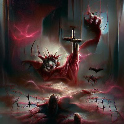 Sinister Divine Judgement Scene in Dark Fantasy Style