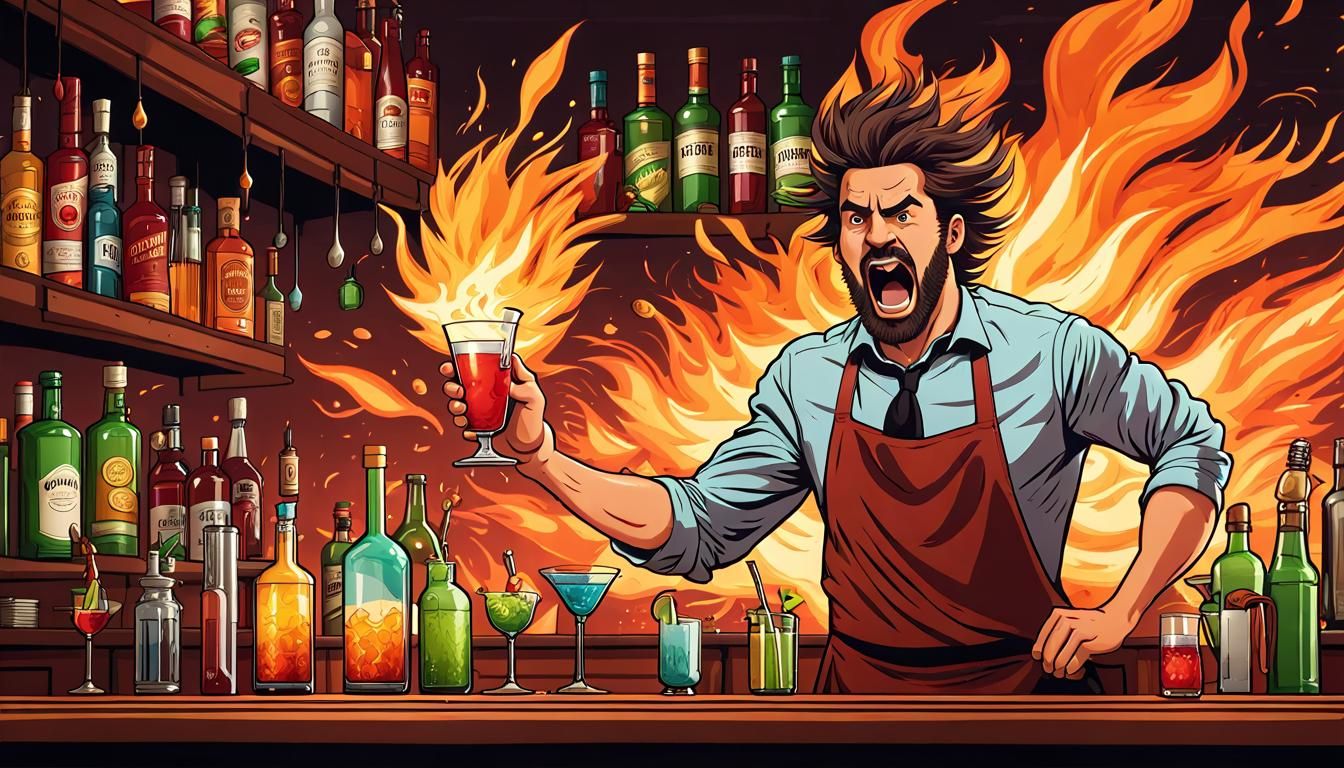 Shocked Bartender Sets Cocktail Ablaze