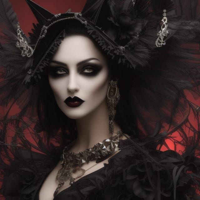 Beautiful Gothic Noble Woman with Stunning Features
