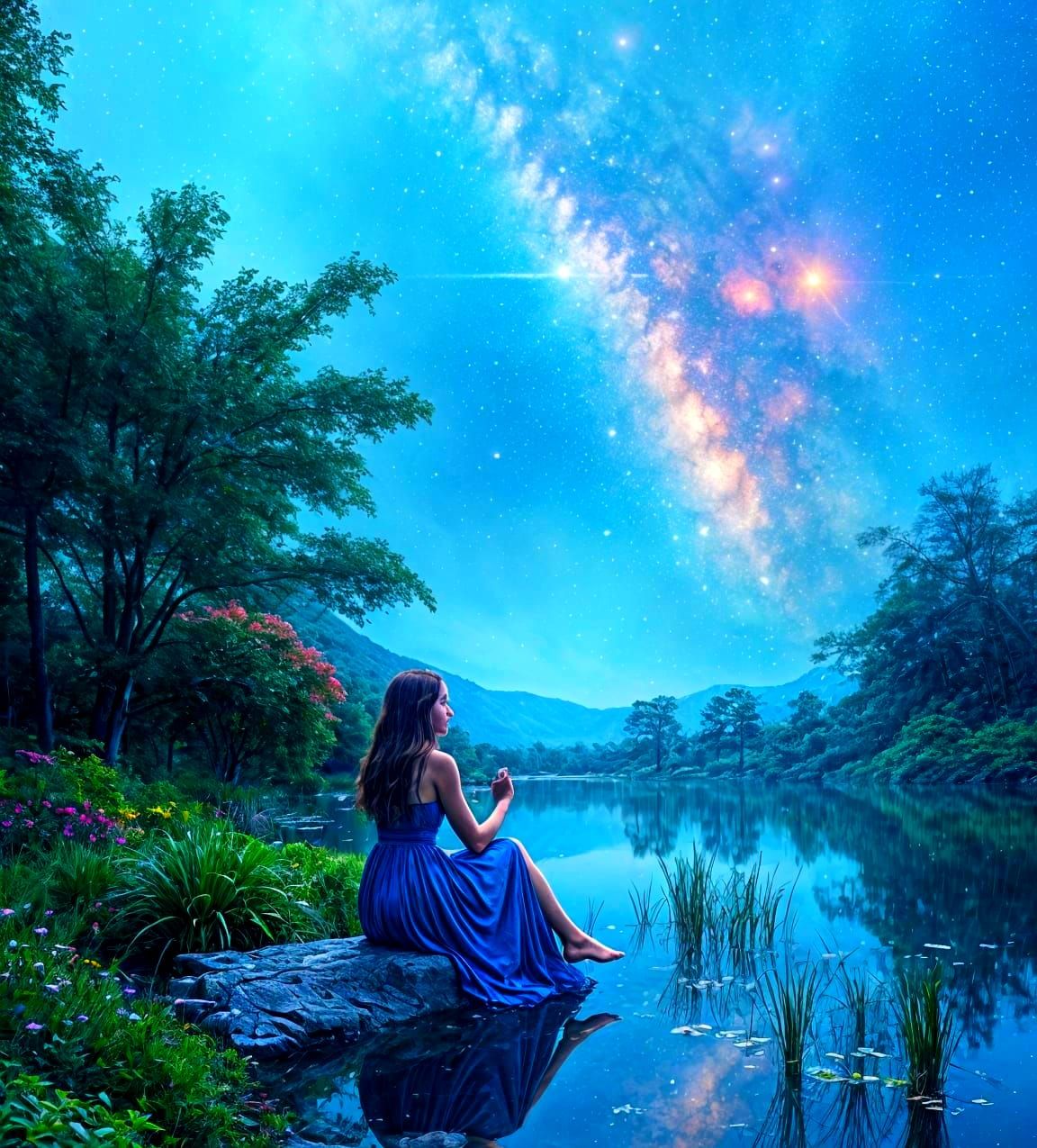 Galaxy Pond Reflection