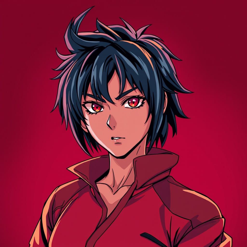 Energetic Manga-Inspired Model in Vibrant, High-Contrast Sty...