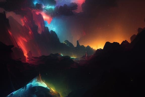 Colorful Cosmic Nebula in Dark Fantasy Style