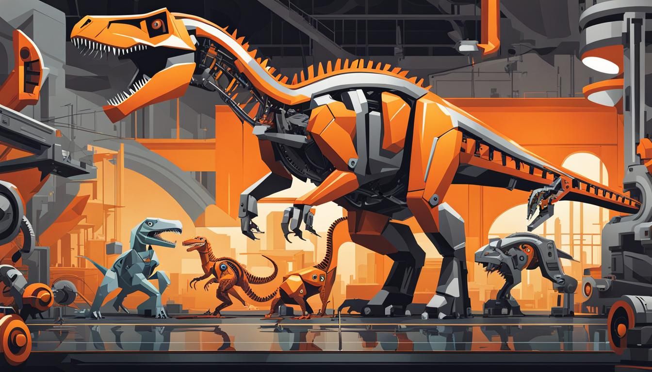 Tyrannosaurs Meet in Abstract Egyptian Art Factory