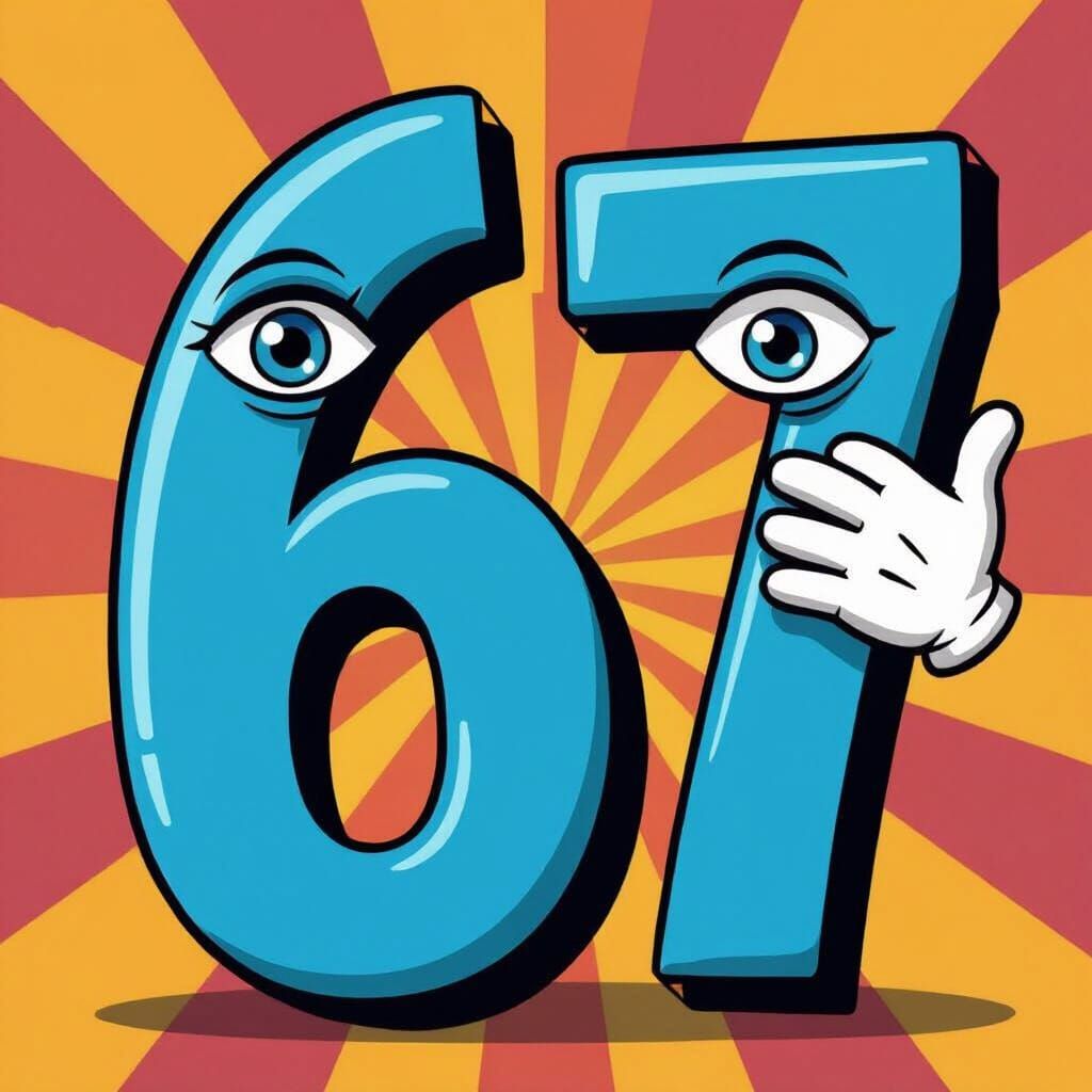 Blue Numbers 6 and 7 with Cyclopean Eyes and White Gloves