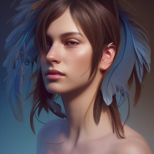Feather Portrait in Hyperdetailed Lighting