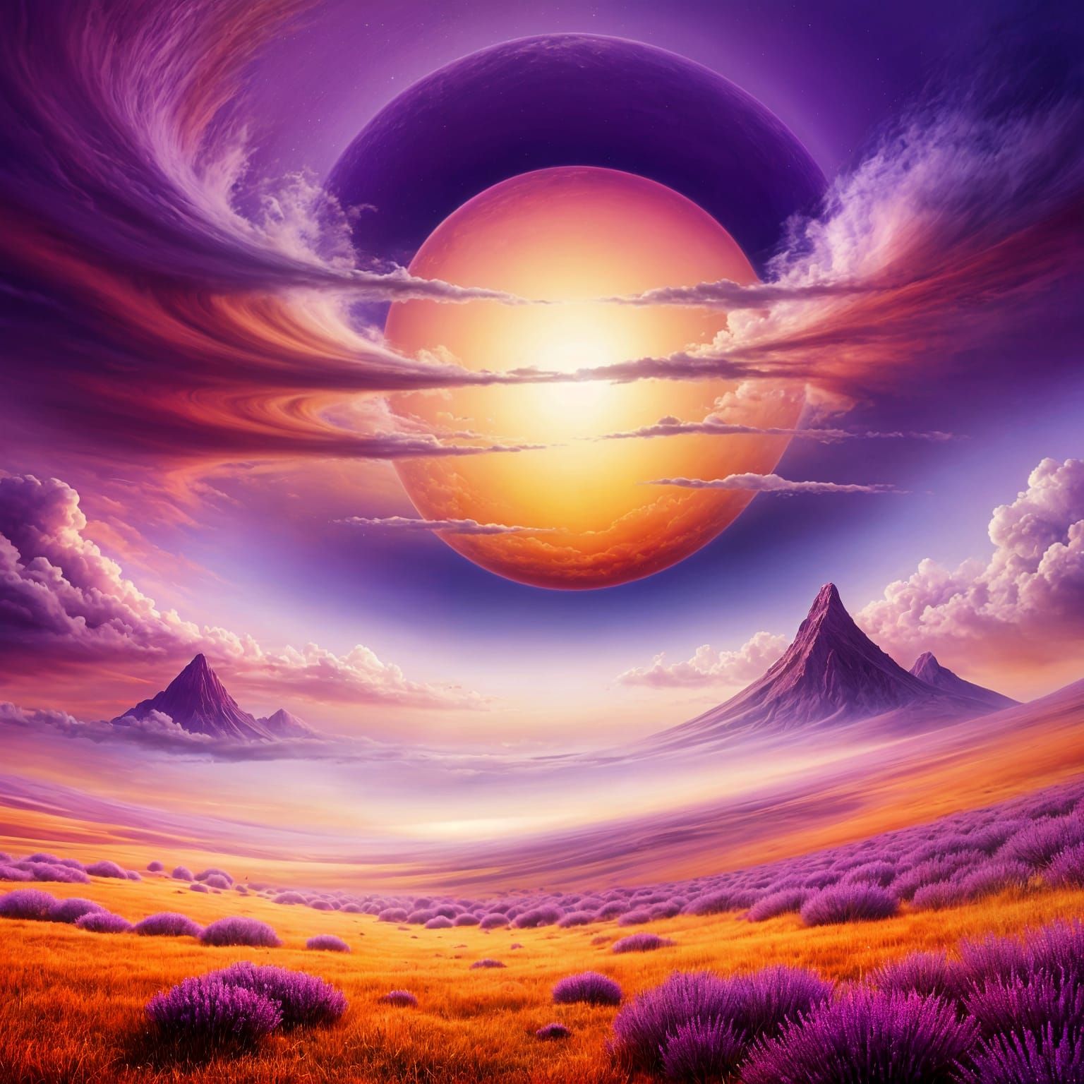 Divine Sunset on the Vibrant 5th Dimension Planet