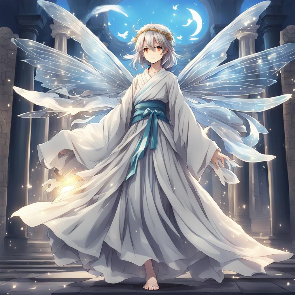 Greek Fairy Disguised as Human in Anime Style