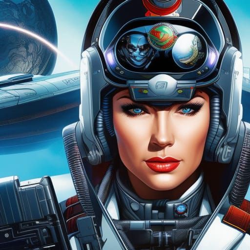 Futuristic Eyepatch Woman in Comic Book Style