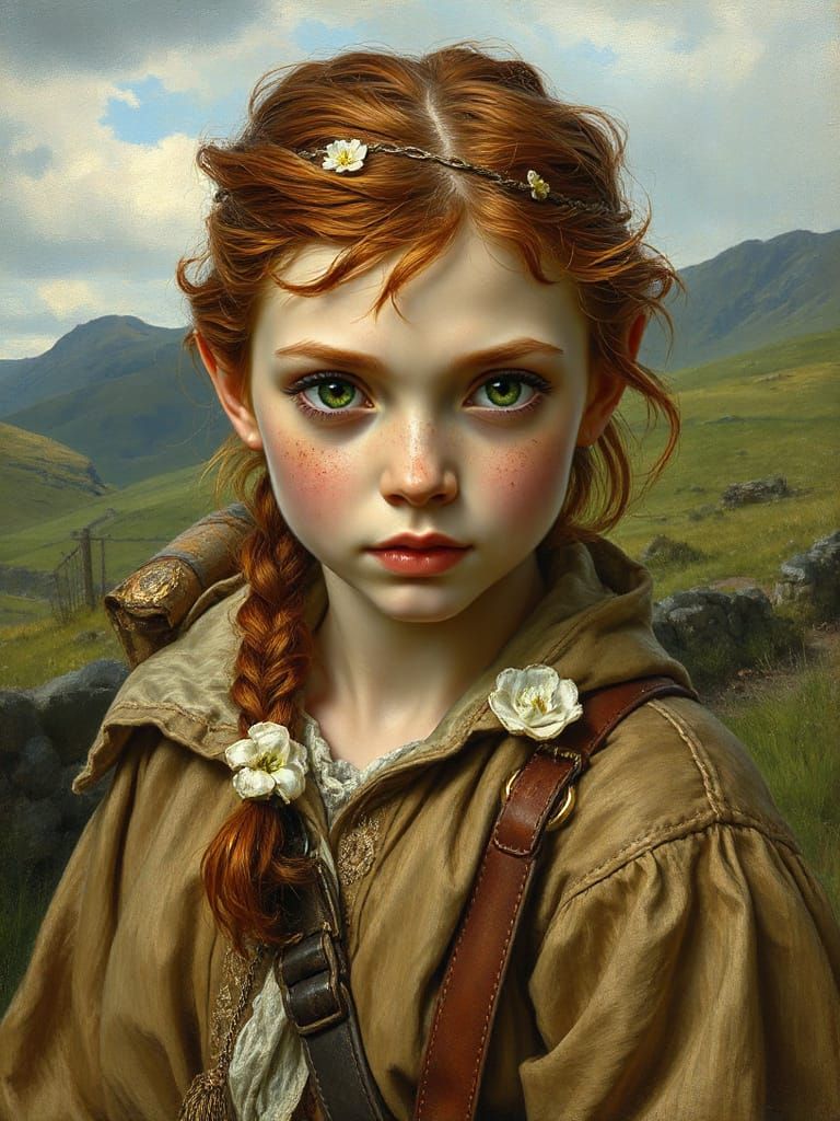 Enchanting Fae Maiden in 19th-Century Irish Style