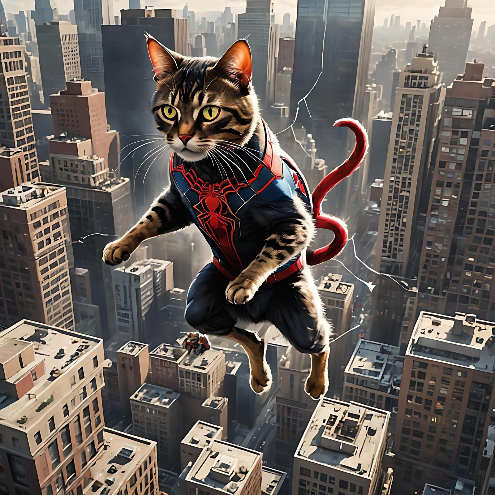 SpiderCat: Feline Superhero in Thrilling Battle