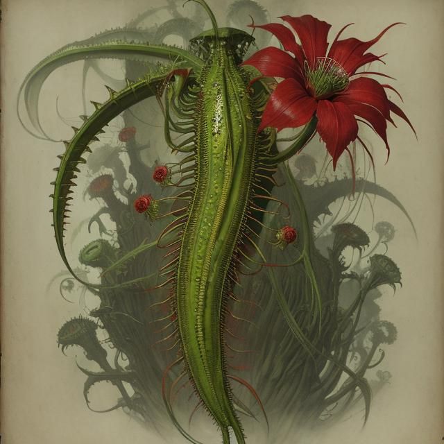Giant Alien Venus Flytrap in Horror Style