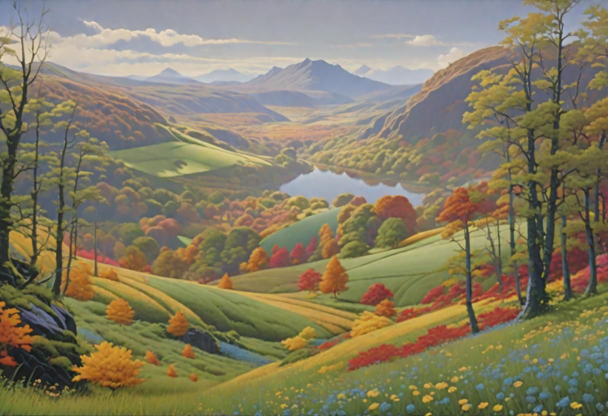 Autumn Landscape in Impressionist Gouache Style