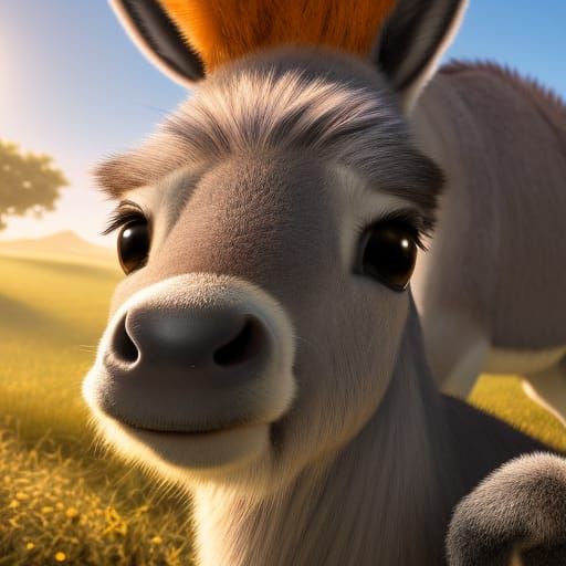 Adorable Baby Donkey in Detailed 3D Rendering