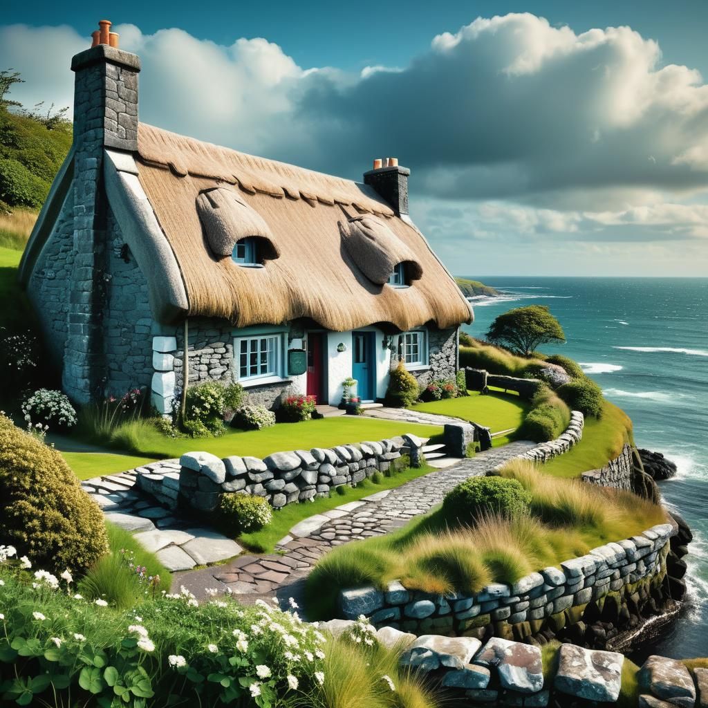 Irish Thatch Cottage with Ocean View