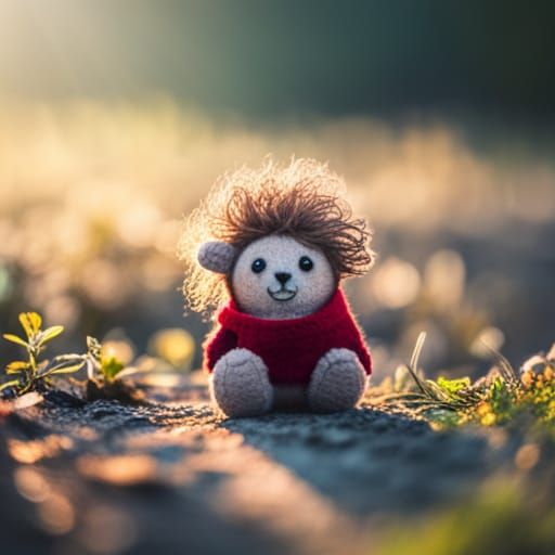 Sad Miniature Stuffed Animals in Nature