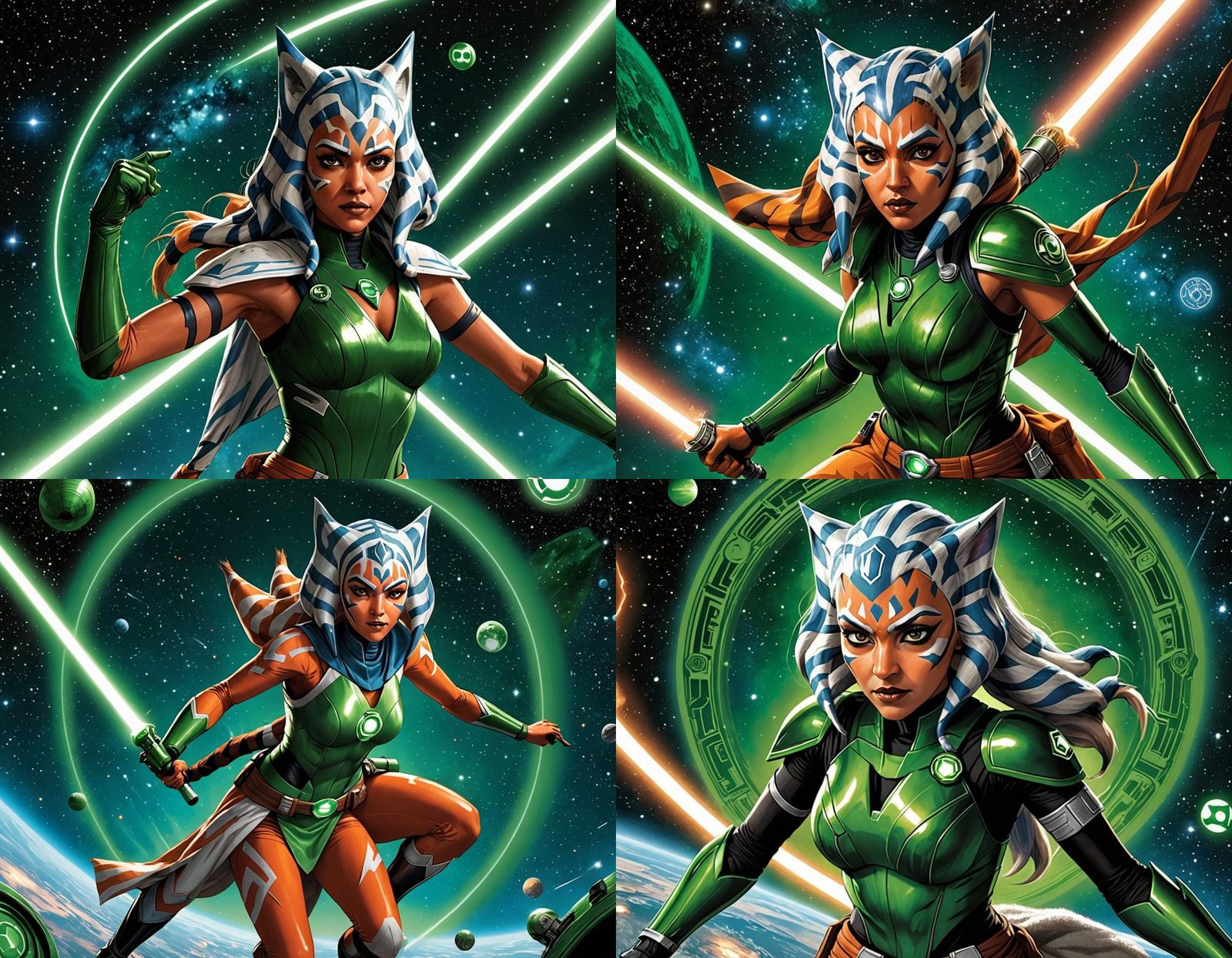 Ahsoka Tano as Green Lantern in Cosmic Flight