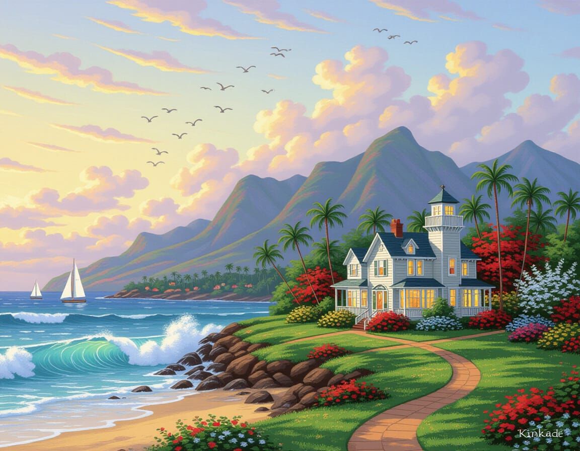Kauai Landscape in Kinkade Style