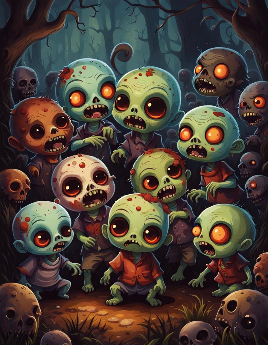 Adorable Little Zombies in Detailed Painting