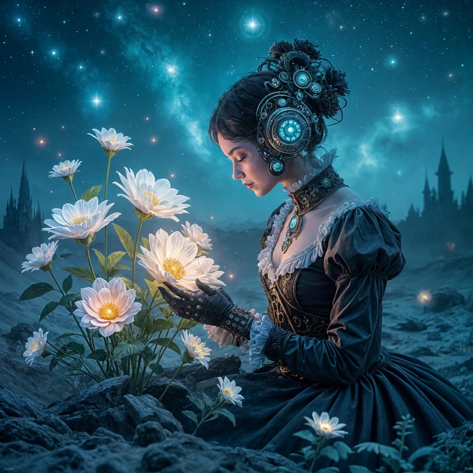 Ethereal Automaton in Cosmic Landscape: Gothic Surrealism