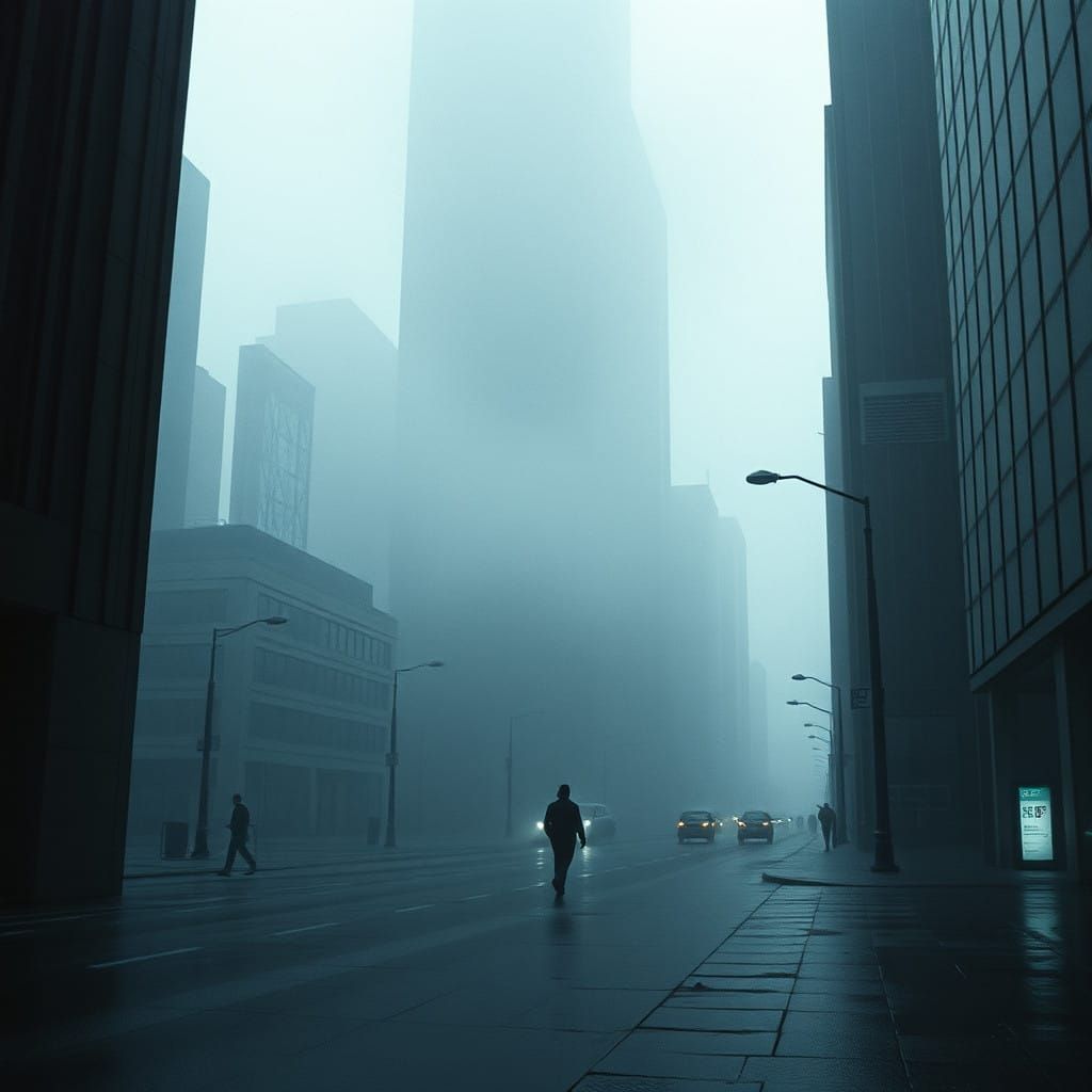 Gloomy Cityscape in a Mournful, Blade Runner-Inspired Aesthe...