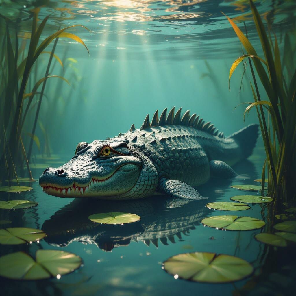 Alligator-Catfish Hybrid in Freshwater Biome
