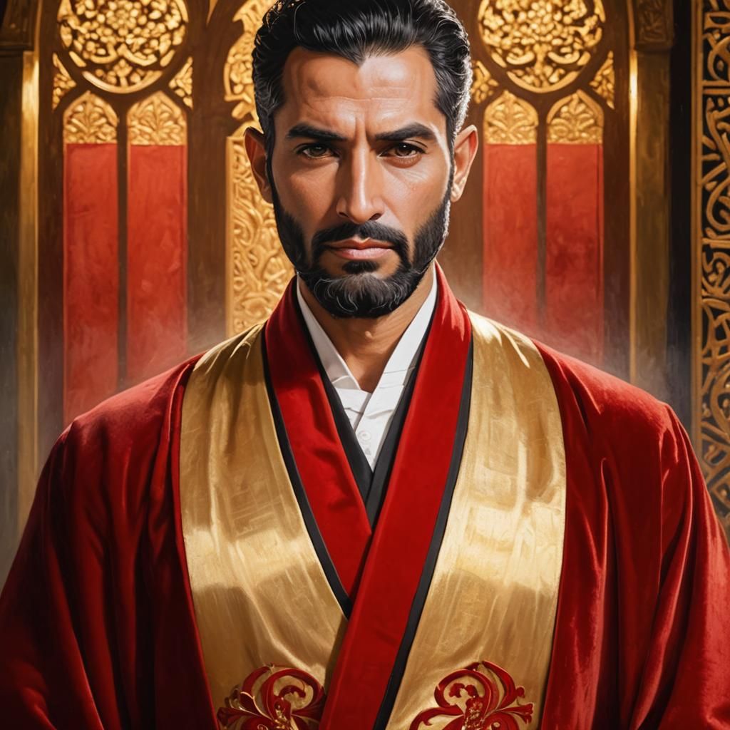 Middle Eastern Man on Throne: Cinematic Portrait