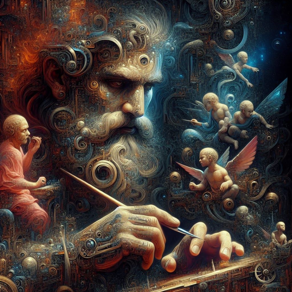 Aulë Creating Dwarves: Hyperrealistic Concept Art