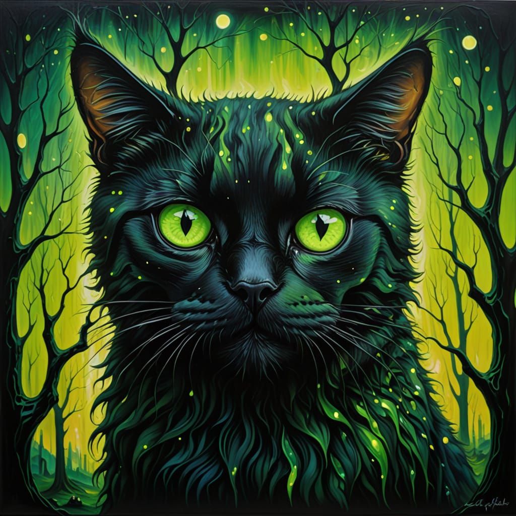 Eyes of the Night in Surrealist Oil Painting