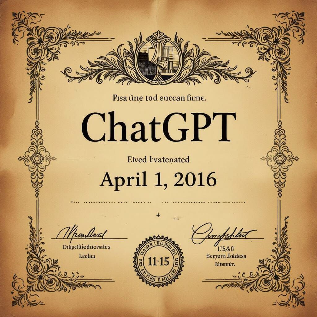 Vintage ChatGPT Birth Certificate with Historical Design