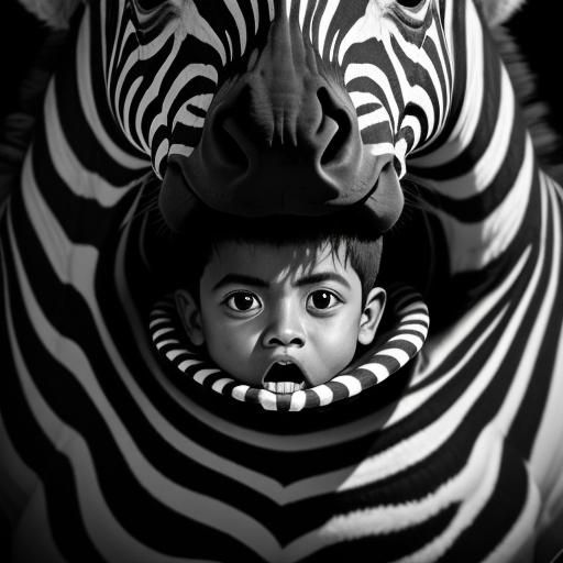 Surreal Photo: Boy Inside Zebra's Mouth