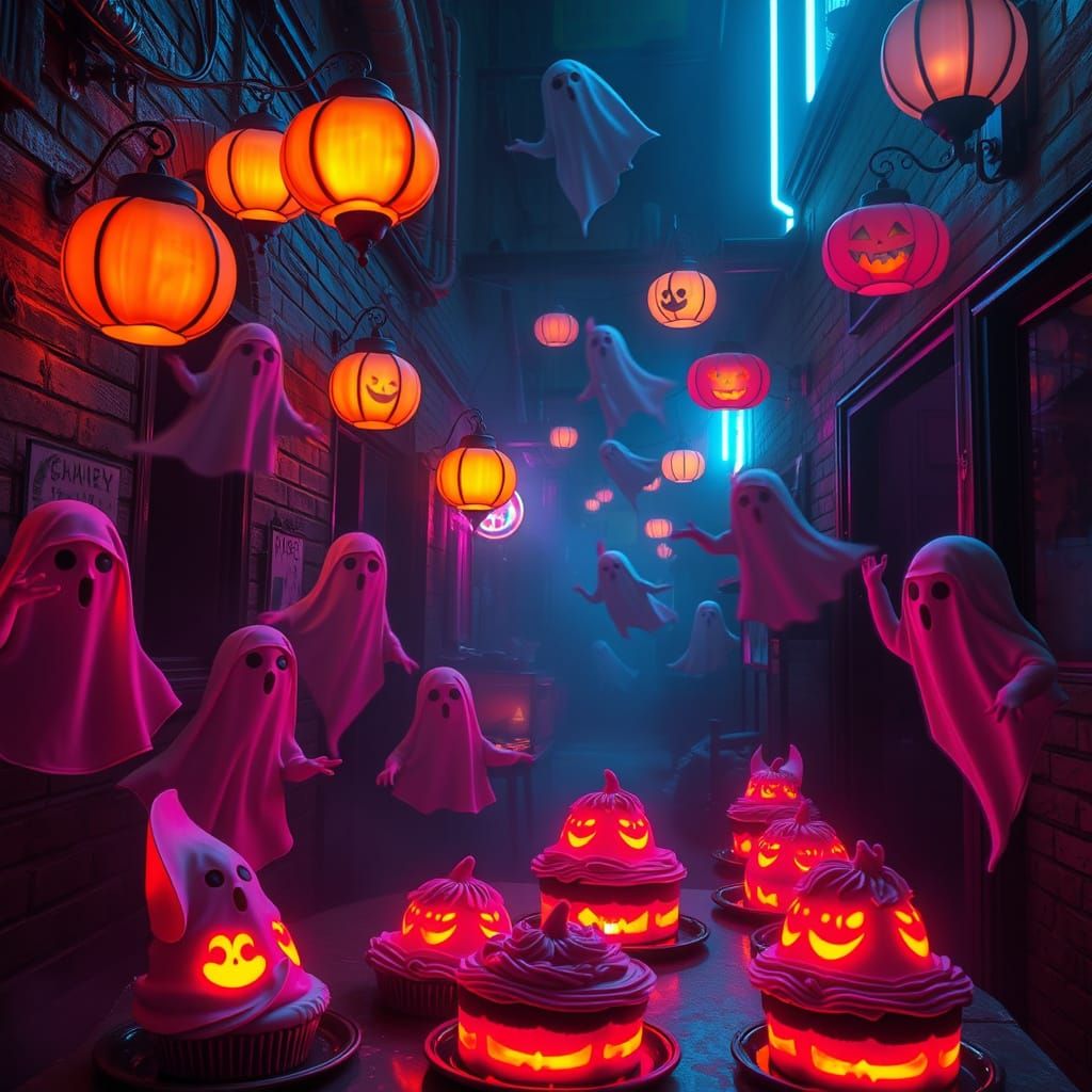 Cyberpunk Spooky Birthday Party with Neon Ghosts