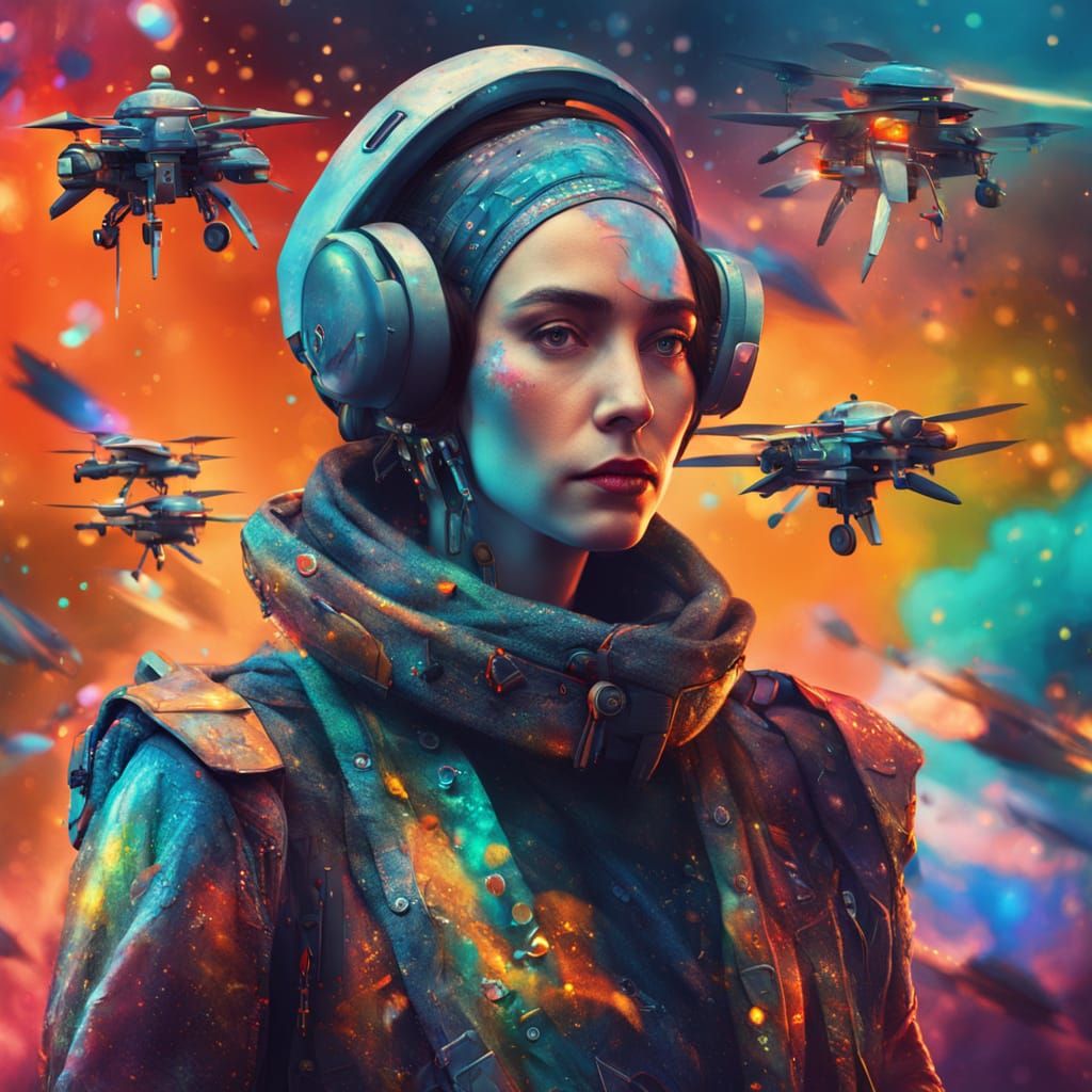 Woman in Missiles: Hyperrealistic Concept Art