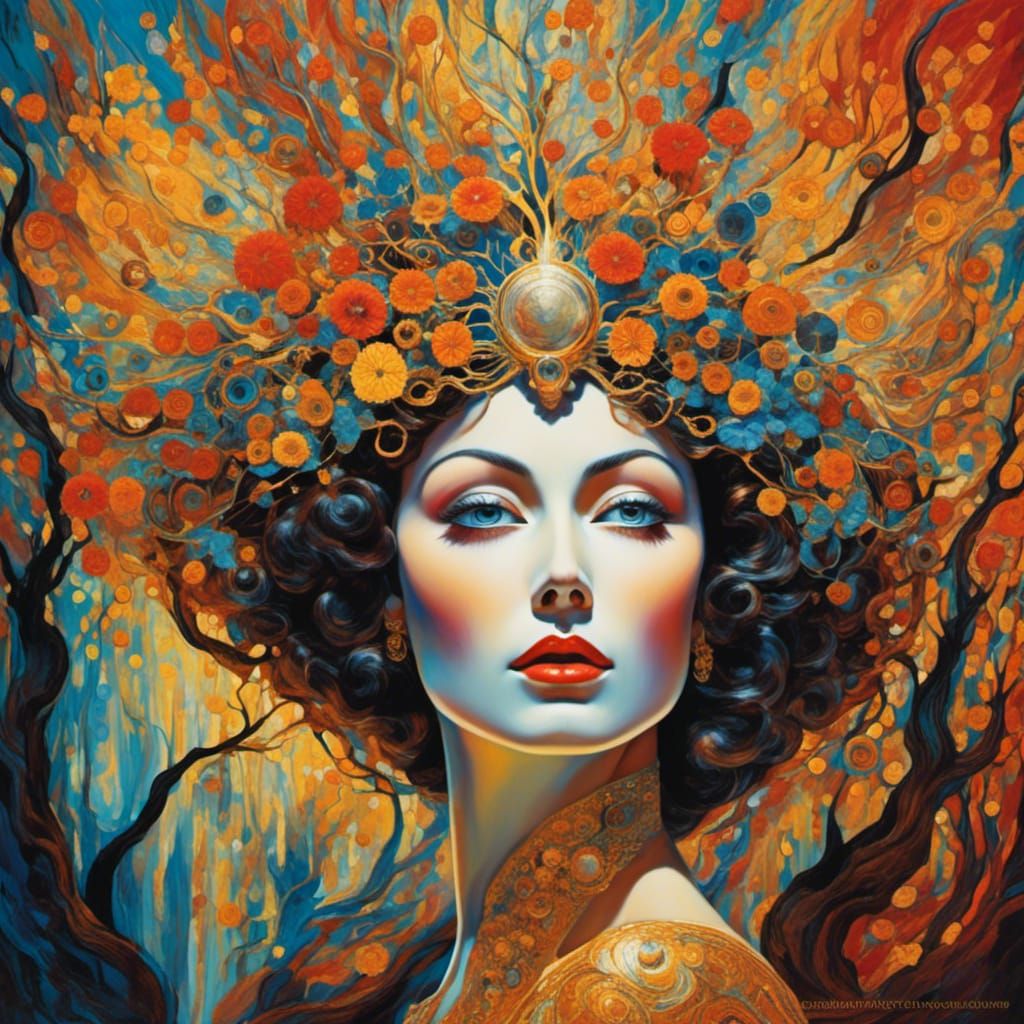 Surreal Pop Art Portrait in Mystical Forest