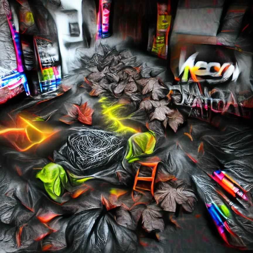 Neon Charcoal Autumn Leaves in 8K Resolution
