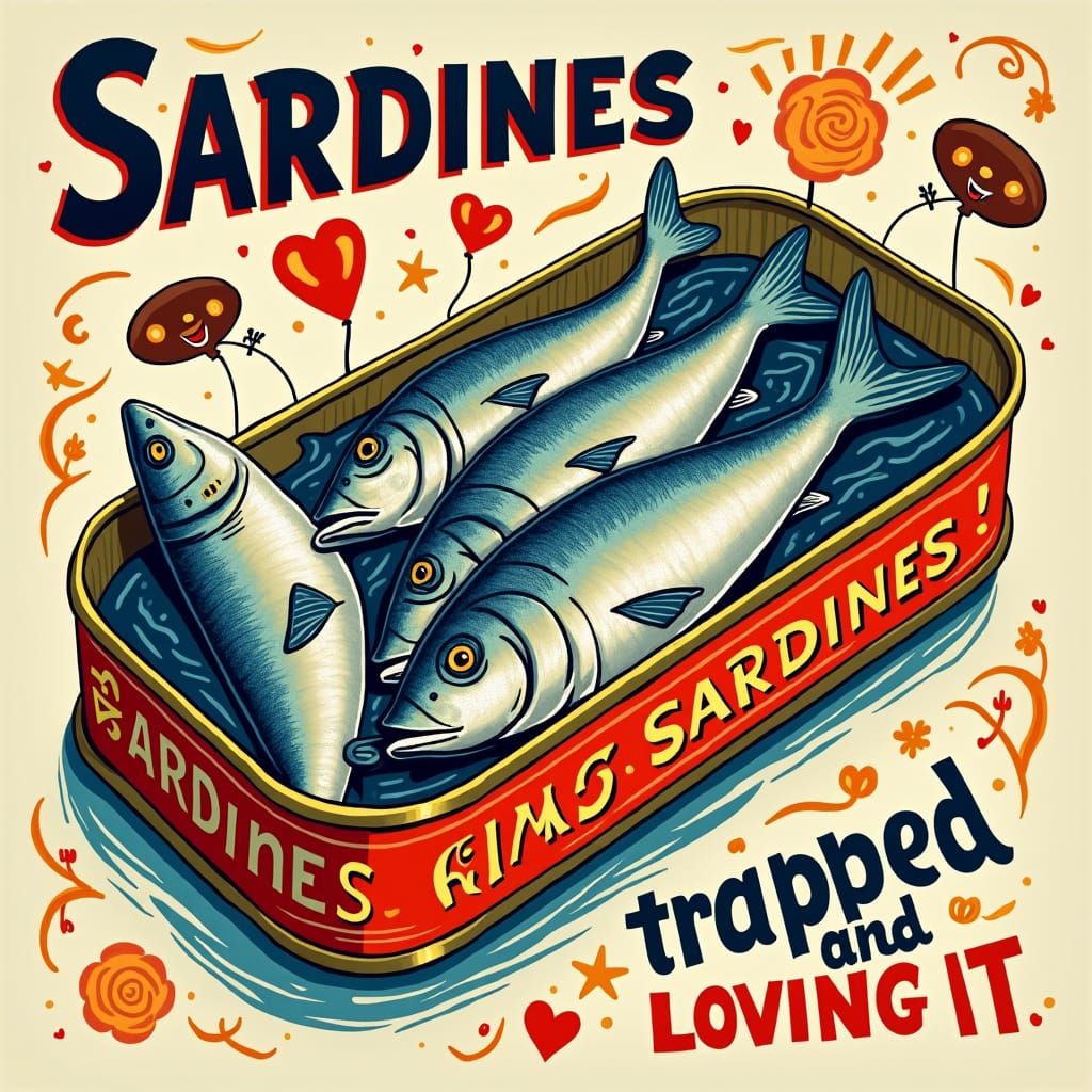 Humorous Sardine Can Design with Cartoon Fish