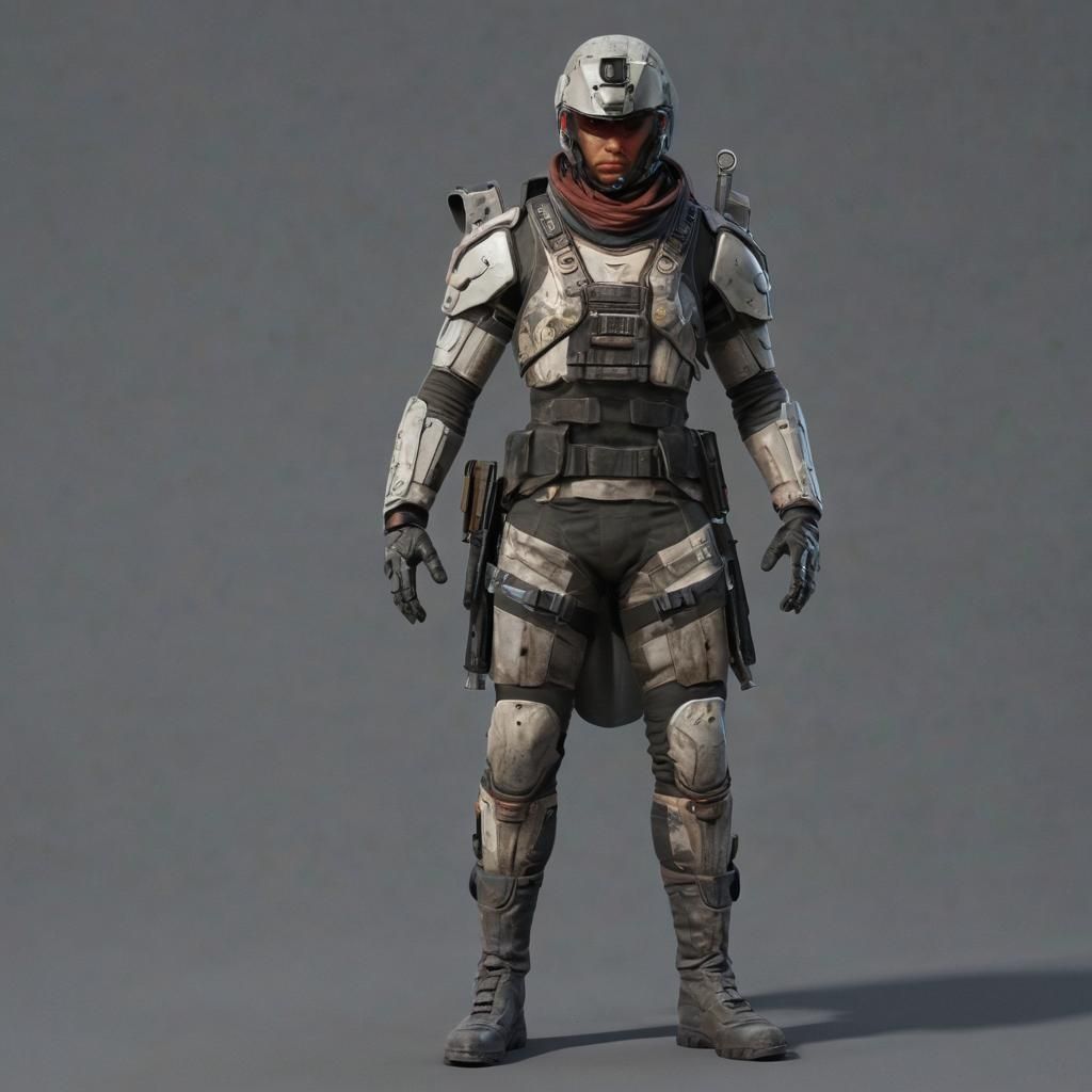 Futuristic Partisan Soldier in Sci-Fi Armor