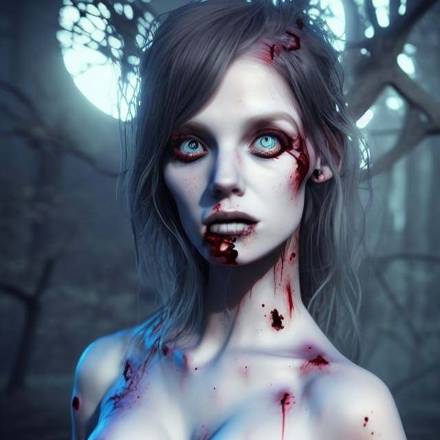 Steampunk Zombie Woman with Metallic Tattoos