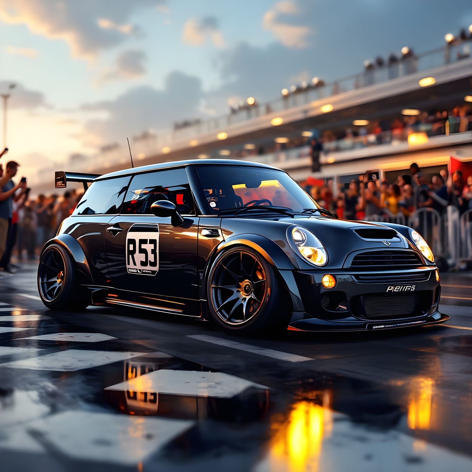 Mini Cooper S Wins: Hyperrealistic Racing Scene