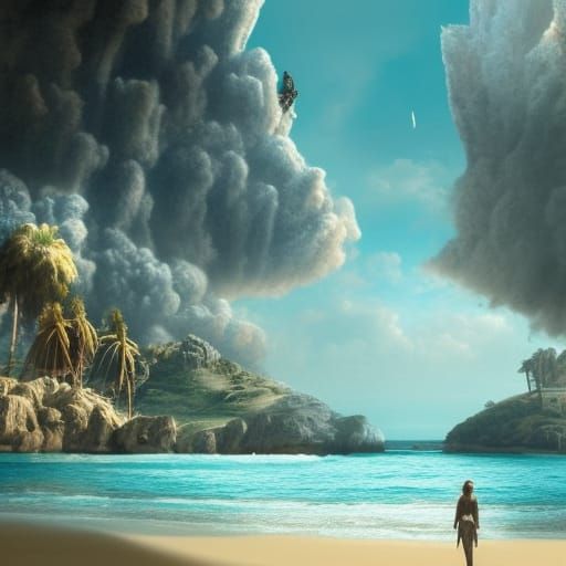 Epic Desert Island Digital Matte Painting