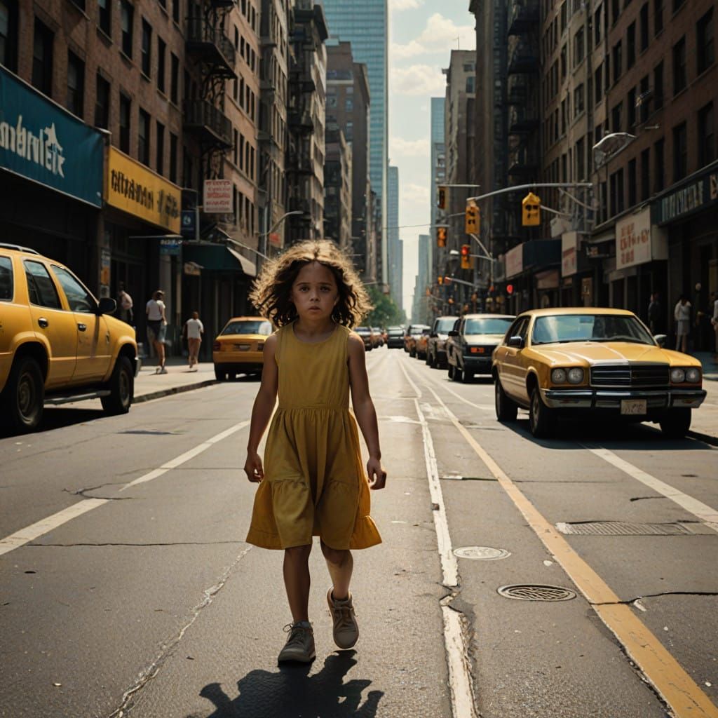 Girl in Tantrum on City Street