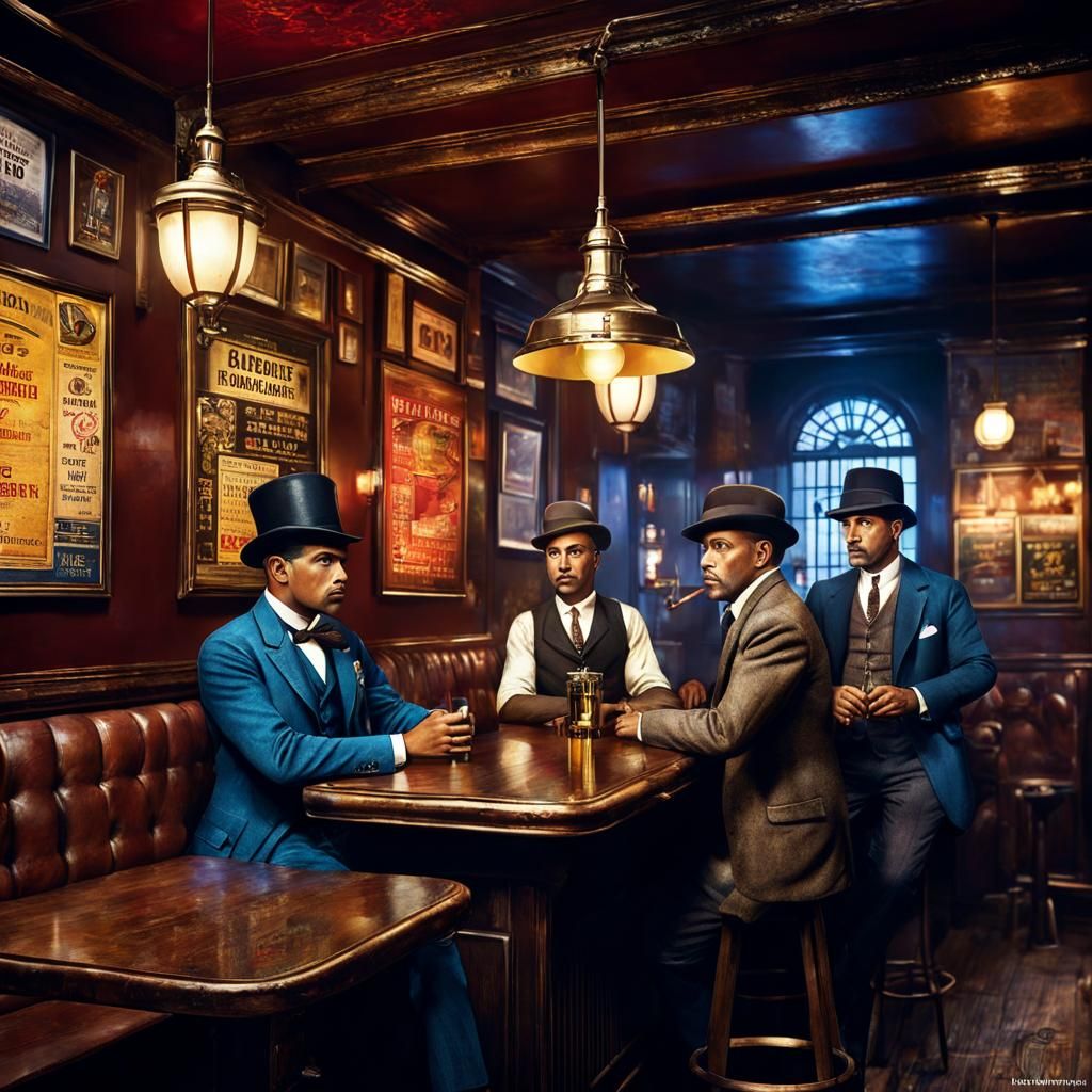Chicago Speakeasy Portrait in Cosmic Mixed Media