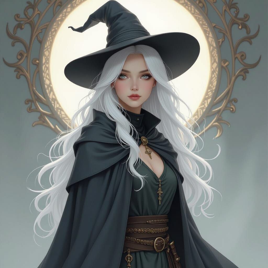 Albino Sorceress in Flowing Ancient Robes