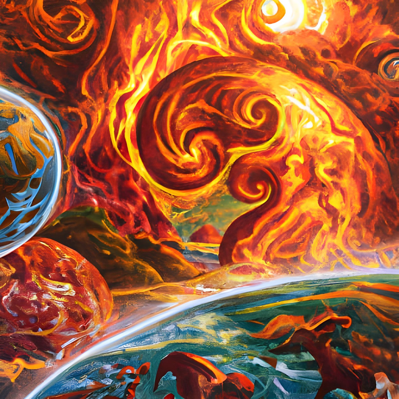 Earth, Fire, Wind and Water Abstract