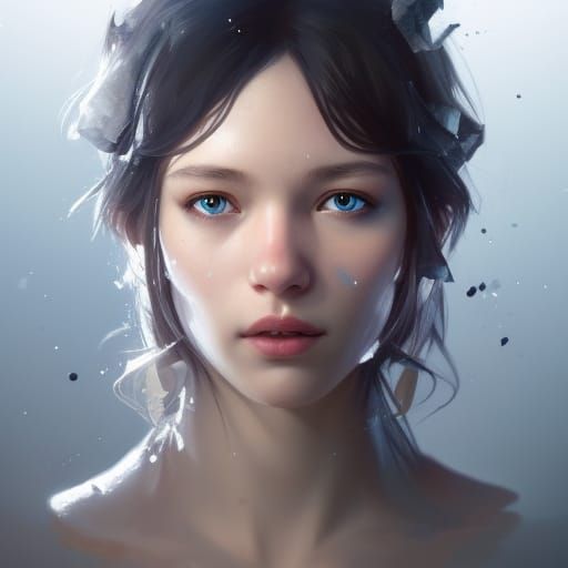 Icy Blind Girl Portrait in Hyperdetailed Style